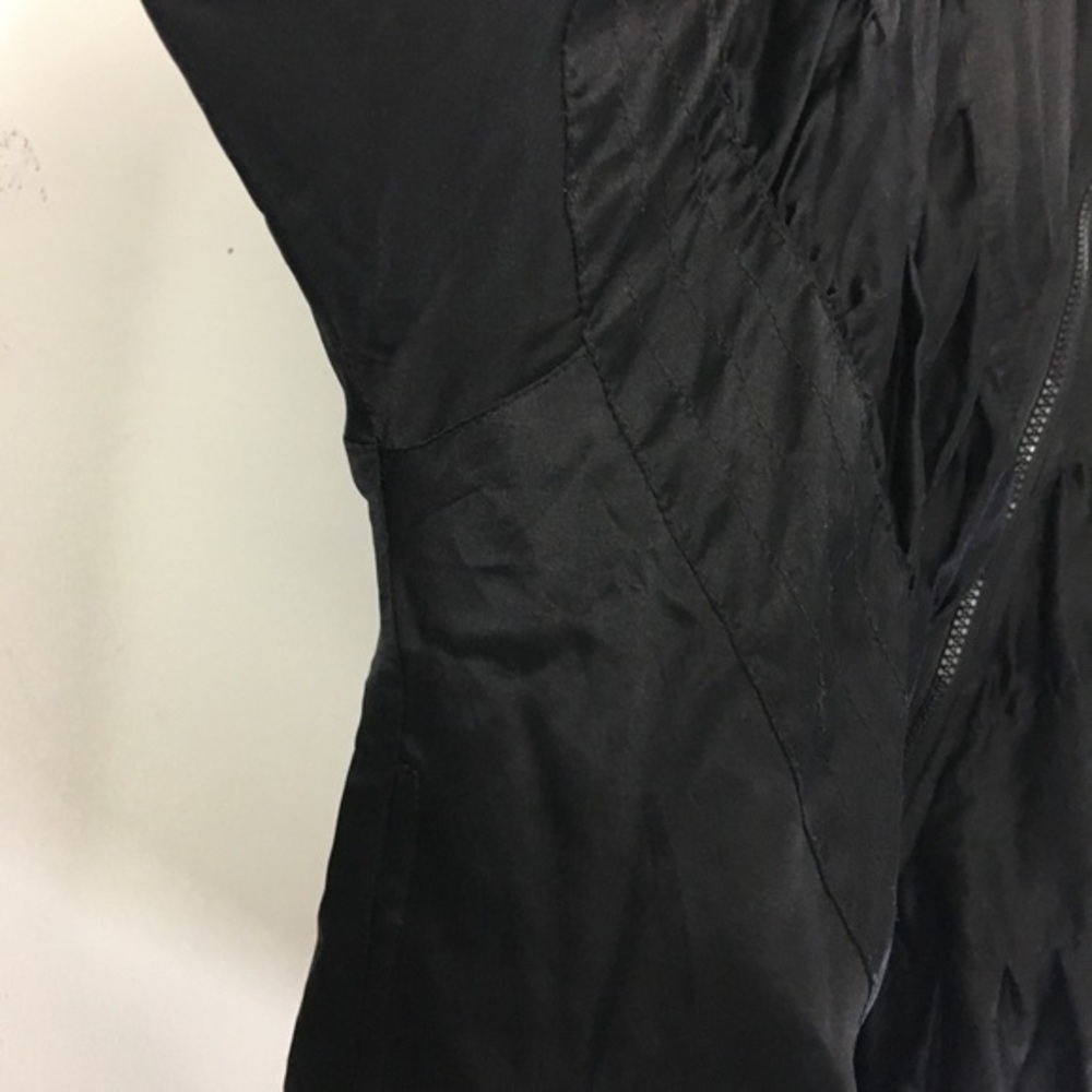 Vtg 80s Black Gathered Silk Windbreaker Jacket 1X - Picture 5 of 7